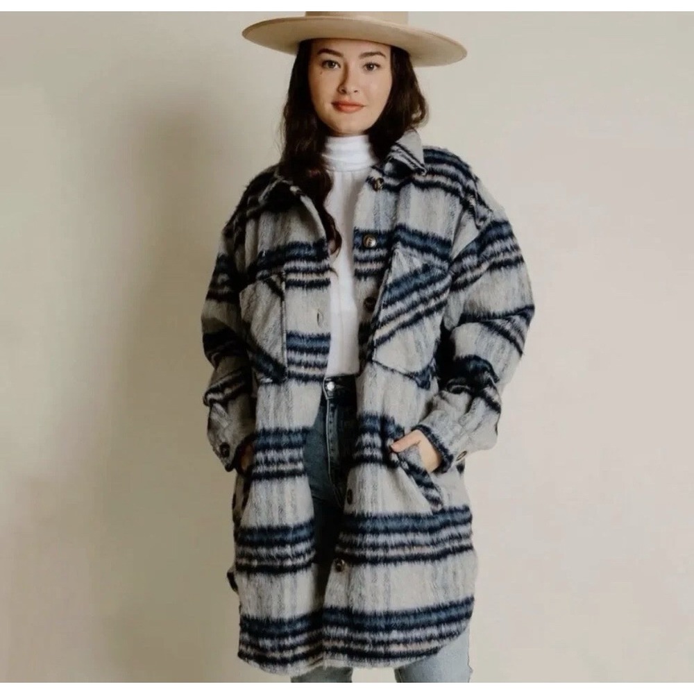 Promesa "Into the Woods" Wool Blend Plaid Shacket Size M
